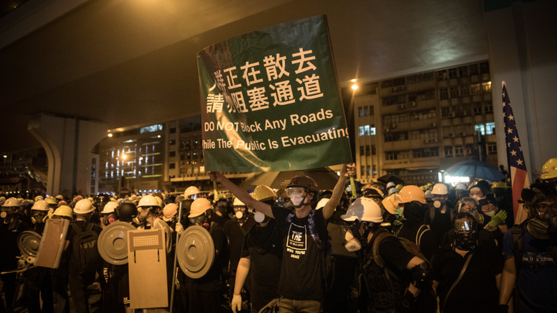 Protesters in Hong Kong on July 21, 2019.